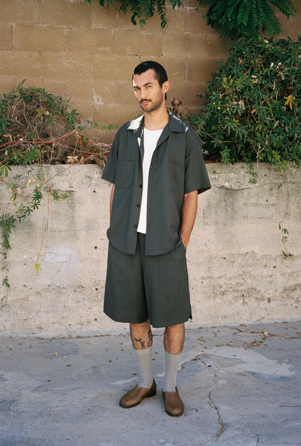 Goodfight Basketball Short Light Wool Olive
