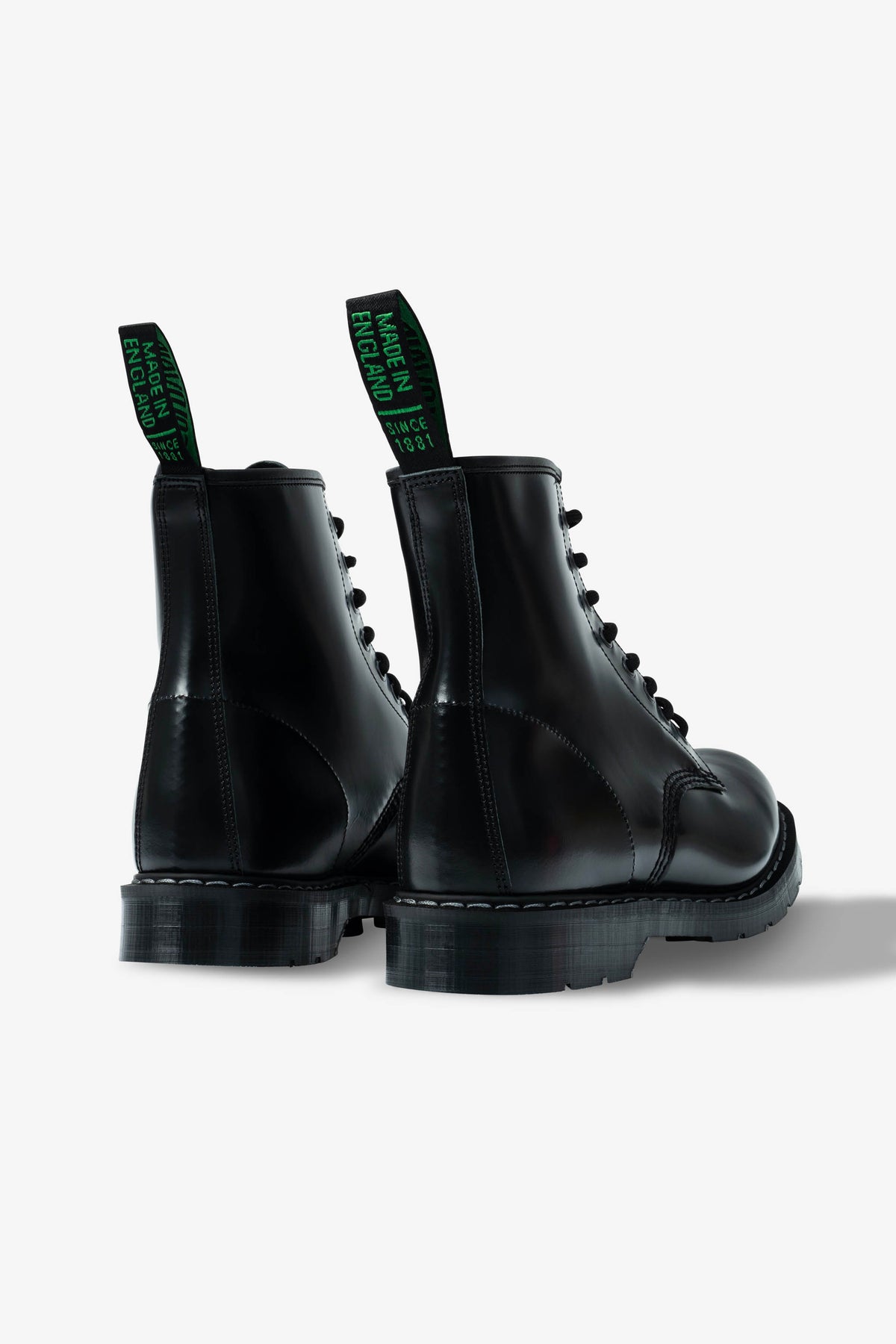 Solovair 8 Eye Derby Boot Black Hi-Shine