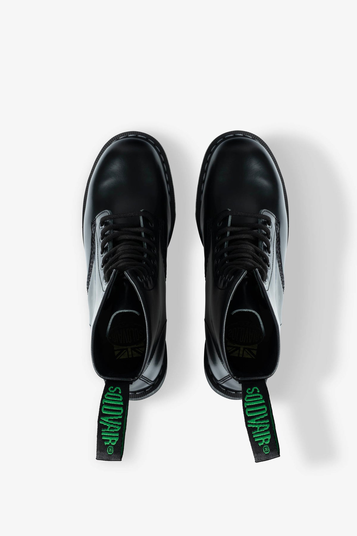 Solovair 8 Eye Derby Boot Black Hi-Shine