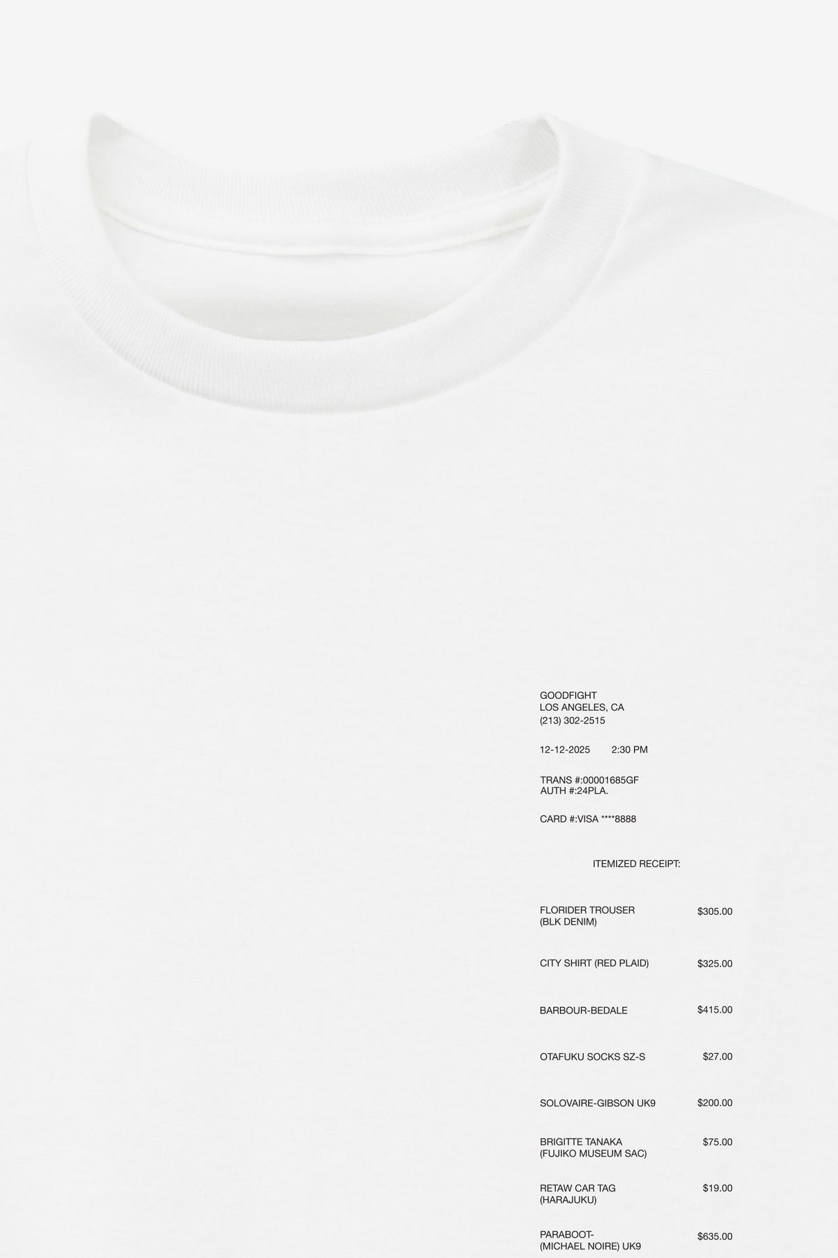 Goodfight Receipt Merch Tee White
