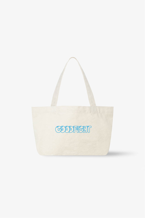 Small Good Tote Outline Puff Print Light Blue